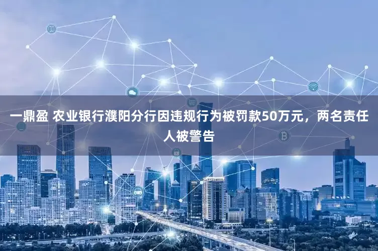 一鼎盈 农业银行濮阳分行因违规行为被罚款50万元，两名责任人被警告